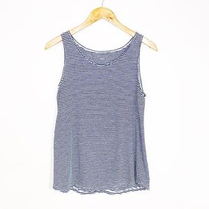 EILEEN FISHER Linen Striped Navy & White Tank Top Size M/L